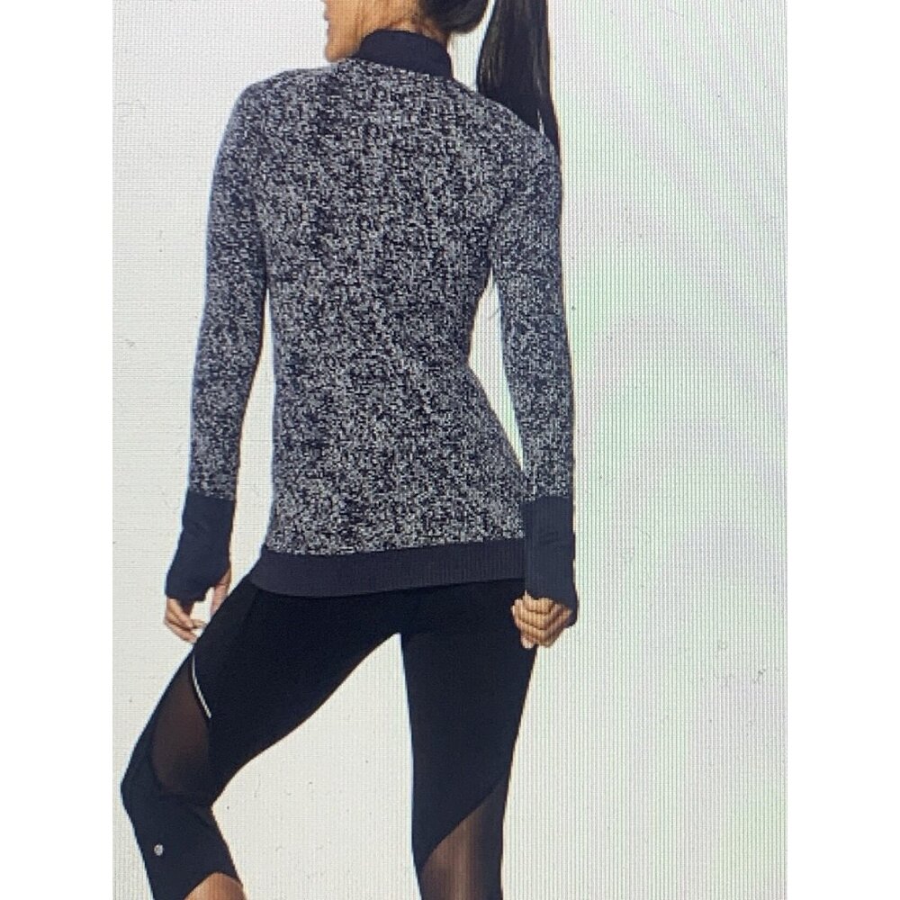 Lululemon Rest Less 1/2 Zip Pullover Women's Sz 4/6 Black White Top Yoga Workout - Picture 6 of 8